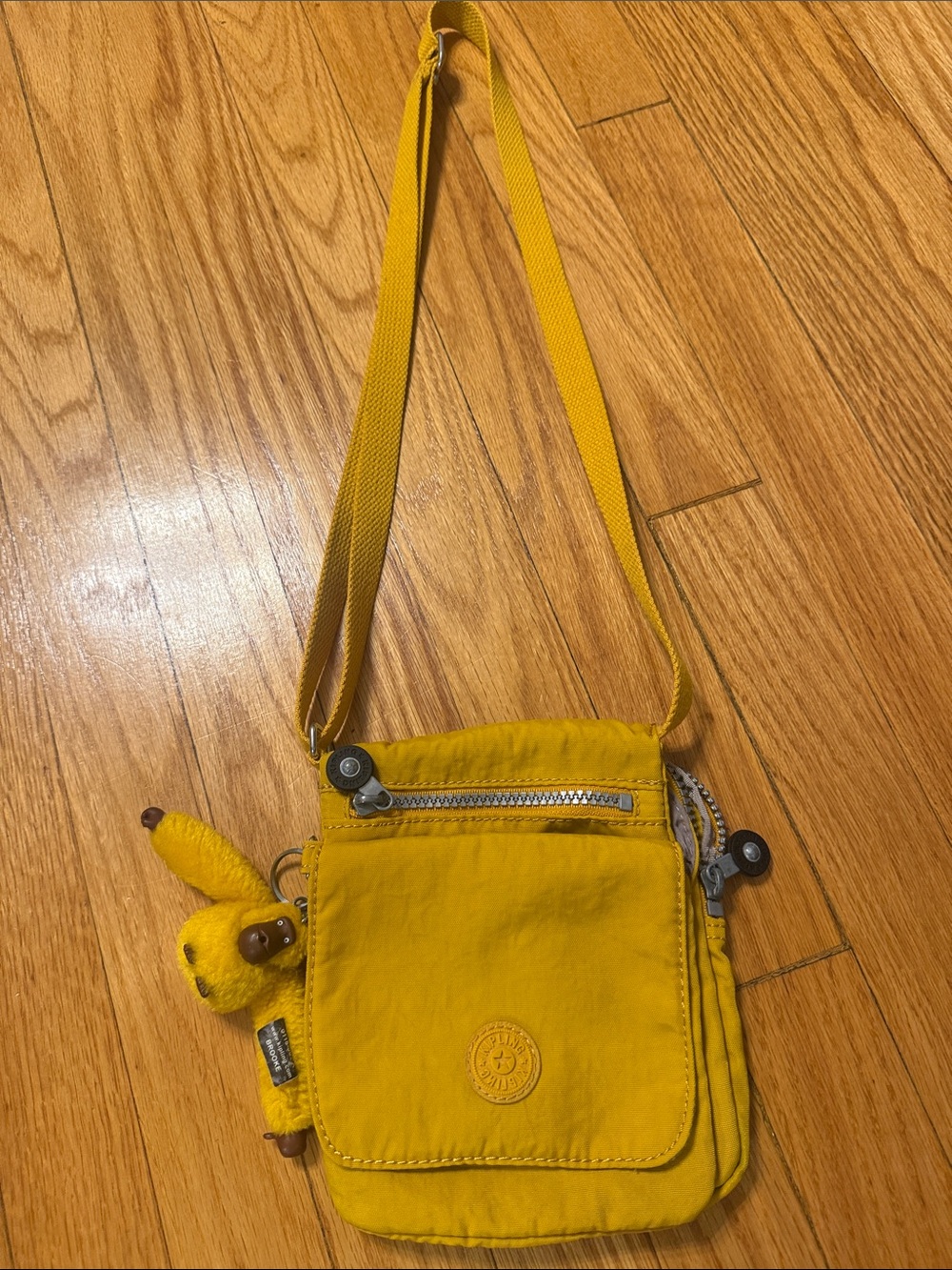 Kipling Yellow Crossbody Pouch with Monkey Charm